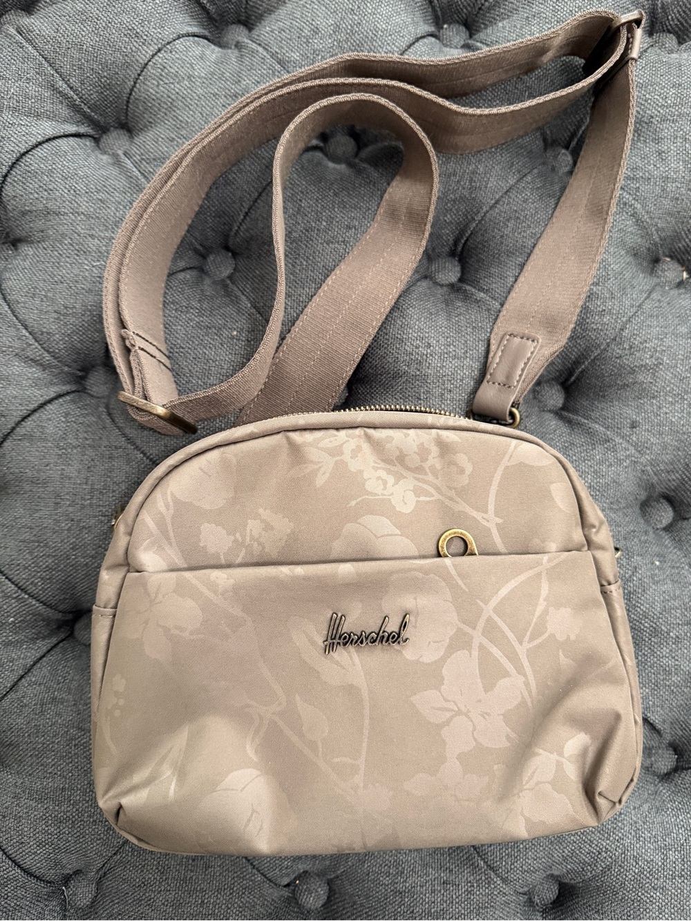 Herschel Supply Company Taupe Floral Compact Crossbody Bag